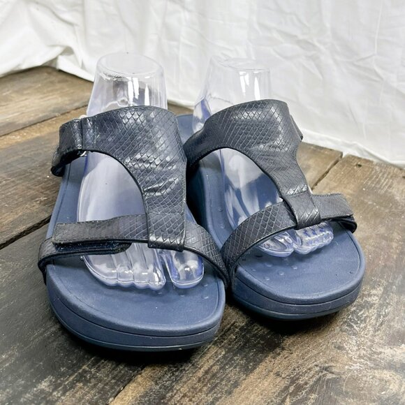 Vionic Ellie Wedge Sandal Womens 11 Navy Blue Orthotic Arch Walking Adjustable - Picture 5 of 10